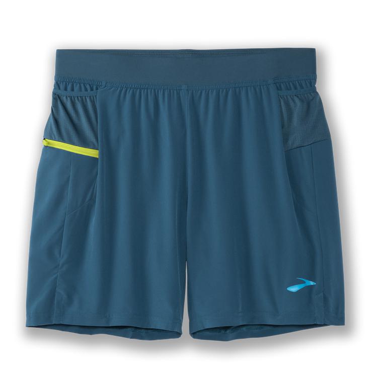 Brooks SHERPA 7 2-IN-1 Running Shorts Mens Online - Alpine/SteelBlue/Bright Moss (MRB180657)